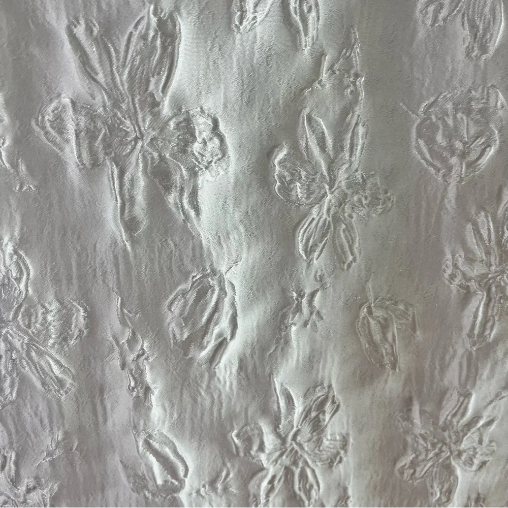 Lulu's Gorgeous Persona White Satin Jacquard Tie Strap Midi Dress - Picture 8 of 15